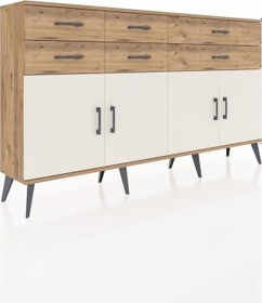Resim Arges Konsol 3 Raflı 6 Çekmeceli 4 Kapaklı 176x30x99 Çam-aytaşı/çam Aytası/atlas Çam - Atlas Çam 
