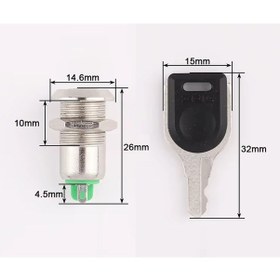 Resim 12mm Metal 2 Pin Anahtar Kontrollü Buton Panel Montaj On Off 1a Ac 250v Güvenlik Kilit Elektronik 