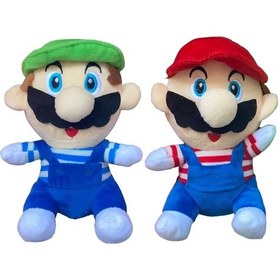 Resim İthal Kumaş Süper Mario Kardeşler Mario Luigi 2'li Set Figür Peluş Oyuncak Uyku Oyun Arkadaşı 20 Cm. 