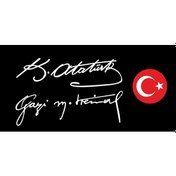 Resim 3 Parça 30Cm Gazi Mustafa Kemal + Kemal Atatürk Imzası + Bayrak 