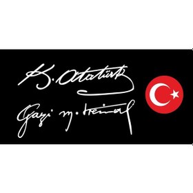 Resim 3 Parça 30Cm Gazi Mustafa Kemal + Kemal Atatürk Imzası + Bayrak 