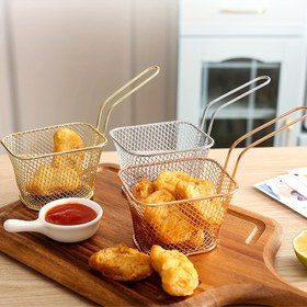 Resim Paslanmaz Çelik Patates Kızartması & Atıştırmalık Sepeti - Kızarmış Tavuk, Erişte & Süt Çayı Dükkanları İçin Mükemmel - Dayanıklı Mutfak & Restoran Sofra Takımı 