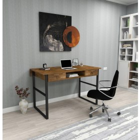 Resim Allen Doğal Ahşap Çalışma Masası Ceviz Renk 