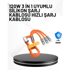 Resim Renas Store Mey Ithalat® 3’ü 1 Arada Kablo - 120W Hızlı Şarj ve Veri Aktarımı Özellikli 