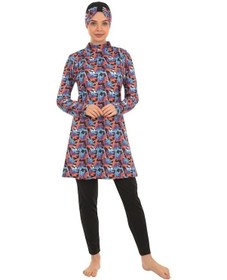 Resim Form Angel Bayan Desenli Likralı Tam Kapalı Tesettür Mayo 1600-4 001 