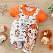 Resim YIERYING Genç Erkek Çocukları İçin Yazlık Aslan Karikatür Baskılı Kısa Kollu Tulum ve Sahte Askılar - Yumuşak Polyester Karışımı, Oynak Hayvan Tasarımı, Kolay Bakım Elde Yıkama, Günlük Gençler Kıyafeti | Karikatür Aslan Tasarımı | Marka Yierying, Dış Mekanlar İçin Mükemmel 