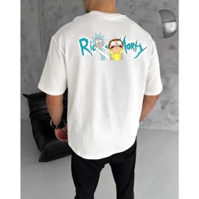Resim Nemere Bisiklet Yaka Baskılı Oversize T-Shirt - Beyaz 