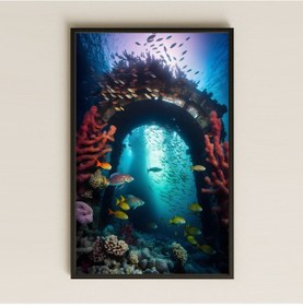 Resim Denizaltı Kemer Geçidi Ve Mercanlar Temalı Pleksi Tablo 