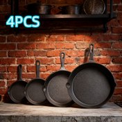 Resim 4 Parça Dökme Demir Pişirme Seti - Ağır Hizmet Tip Kaplamasız Yapışmaz Tencere ve Kazanlar, Önceden Sezonlanmış Gibi (Sezona Uygun Değil) Eşit Isı Dağılımı, İndüksiyon/Elektrik Ocaklarla Uyumlu Küçük Büyük Boy Ev Mutfağı İçin 