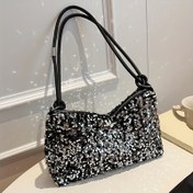 Resim 1 adet Kadın Moda Casual Naylon Çapraz Vücut Çantası, Ayarlanabilir Askı, Hafif Zincir Omuz Çantası, Fermuar Kapatma, Polyester Astarlı, Günlük Toplu Taşıma İçin Baskısız Tasarım 