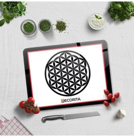 Resim Decorita Cam Kesme Tahtası Cam Kesme Tablası Decorita Logolu Kırmızı - Siyah 30 x 40 CM 