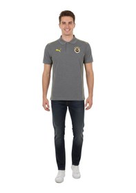 Resim Fenerbahçe Orijinal Lisanslı 2024/25 A Takım Yetişkin Polo Yaka Gri T-shirt Uv Kutu Hediyeli Gri - Bej 
