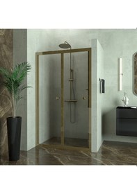 Resim Tekno Duş Bronze Corina Akordiyon Şeffaf Cam Duşakabin Şeffaf 