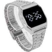 Resim Hanyang Gümüş LED Elektronik Saat Moda Dikdörtgen Kasa Dokunmatik Ekran Izle Paslanmaz Çelik Kayış Erkekler Kadınlar Için Dijital Spor Izle Öğrenci (Yurt Dışından) 