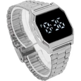 Resim Hanyang Gümüş LED Elektronik Saat Moda Dikdörtgen Kasa Dokunmatik Ekran Izle Paslanmaz Çelik Kayış Erkekler Kadınlar Için Dijital Spor Izle Öğrenci (Yurt Dışından) 