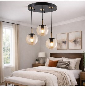 Resim Tt604-3y-sy-esk Tt Ayd. Mat Siyah - Eskitme 3 Lü Tijli Glop Avize Siyah - Eskitme 