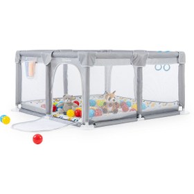 Resim Playard Maxi Güvenli Bebek Ve Çocuk Oyun Alanı Oyun Parkı 150x150cm Oyun Matı Ve Topları - Gri 