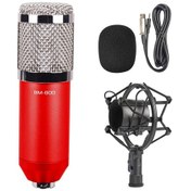 Resim BM-800 3.5mm Stüdyo Kayıt Condenser Mikrofon Seti Kırmızı 