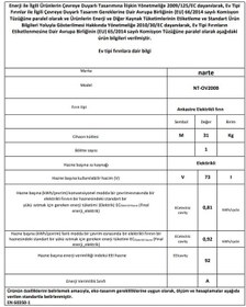 Resim Narte OV200B 73 L Siyah Ankastre Fırın 