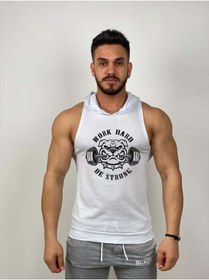 Resim Black İstanbul Black - Work Hard - Tank Top Gym Kapşonlu Hoodie Sporcu Atleti 