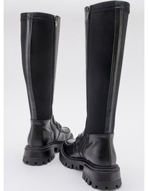 Resim Luvishoes Chapel Siyah Cilt Tokalı Streç Detaylı Kadın Çizme Siyah 