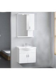 Resim Denko Akyazı 55 Cm Mdf Beyaz Banyo Dolabı, Alt Modül Ve Lavabo Beyaz 