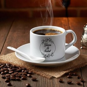 Resim Kişiye Özel İki İsimli Kaşıklı Nescafe Fincanı 
