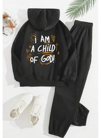 Resim Sırt Baskılı Eşofman Takımı Siyah 