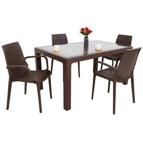 Resim Depootoptan Mandella Elit Rattan 90 x 150 CM 4 Kişilik Nirvana Koltuk Camlı Masa T 