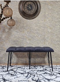 Resim Zafir Metal Siyah Tel Ayaklı 100 Cm Puf Bench - Puf - Bench - Oturak - Mutfak Oturağı - Antre Oturağı Füme 