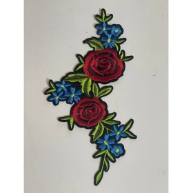 Resim Gönülden Tasarım 27X15 cm Ütü Ile Yapışan Kırmızı Gül ve Çiçekli Aplike 