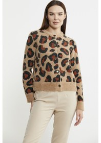 Resim Sementa Leopar Desenli Sakallı Triko Hırka - Bej 001 