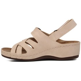 Resim Ayakmod 09-985 Bej Kadın Dolgu Topuk Sandalet 001 
