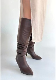 Resim Zelya Kahverengi Cilt Topuklu Çizme Çok Renkli 