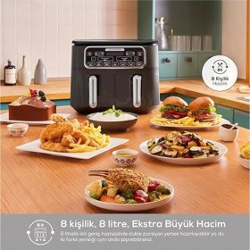 Resim Allians Yüksek Kapasiteli Airfryer Duo Kızartma Cihazı, Bej Renk, 8l 