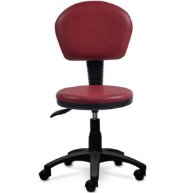 Resim Ofiscombin Ofis Büro Döner Tekerli Amortisörlü Arkalıklı Yüksek Sırtlı Bar Taburesi Bordo Deri 00047499602 