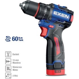 Resim Exen EN 160 DS Kömürsüz Darbeli Şarjlı Matkap 