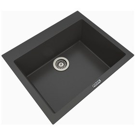 Resim Polex Cristalüx Granit Evye P-X60 Antrasit Tezgah Altı Ve Tezgah Üstü Kare Mutfak Evyesi 60x50 CM 