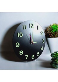 Resim Çocuk Odası Fosforlu 3d Kabartma Rakam Ahşap Mini Duvar Saati Siyah 