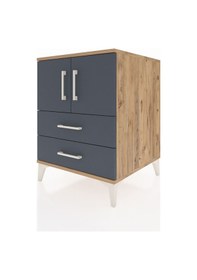 Resim Kronos Komodin 2 Raflı 2 Çekmeceli 2 Kapaklı 60x59x80 Çam-ant... Çam 