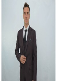 Resim Presto Erkek Yelekli Slimfit Takım Elbise 6 Drop Bordo-773-800 Bordo 