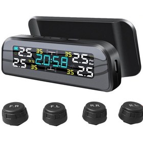 Resim Gajeena Dışarıdaki Sensörlü Güneş Enerjili Araç Tekerlek Basıncı Ve Sıcaklığı Monitörü - Saat Fonksiyonuyla 360 Dönebilen Tpms Alarm Sistemi External Sensors Set 