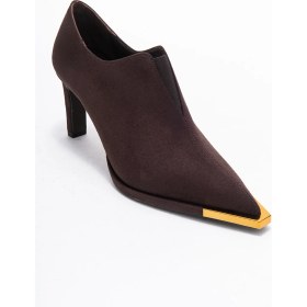 Resim Nıva Kahverengi Süet Altın Detaylı Lastikli Kadın Bilekte Topuklu Ayakkabı 