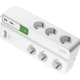 Resim Schneider Apc Pm6u-gr 1836 Joule Anahtarlı 2 Usb'li Akım Korumalı Priz 