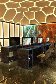 Resim Givayo Mobilya HERO OYUNCU MASASI ROYAL MAVİ BANT 