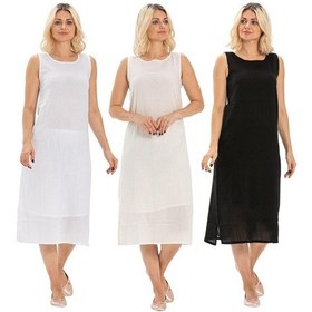 Resim Pamuk Şile Bezi Kombinezon Kadın Kalın Atlet Askılı Uzun Elbise Astarı 3'lü Set Krem-beyaz-siyah Km/byz/syh-krem-beyaz-siyah Beyaz - Krem - Siyah 