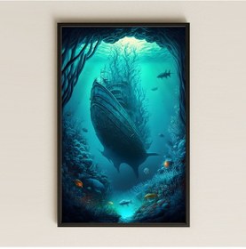 Resim Batık Gemi Ve Okyanus Derinliği Temalı Fantastik Pleksi Tablo 