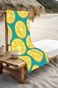 Resim Dijital Baskı Plaj Deniz Havlusu Limon Desenli Peştamal HVL0166 