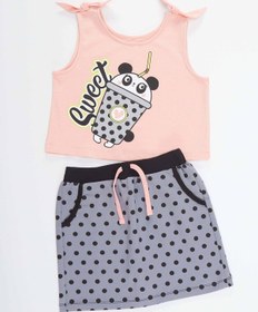 Resim Denokids Mshb&g Panda Milkshake Kız Çocuk Etek Takım Çok Renkli 