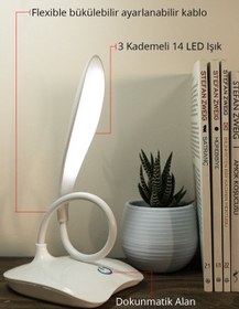 Resim Raicon 3 Kademeli Led Dokunmatik Işık Kitap Okuma Ders Çalışma Masa Pc Işığı 